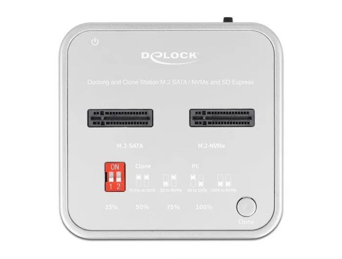 Delock Dockingstation für 1 x M.2 NVMe SSD + 1 x M.2 SATA SSD mit SD Express (SD 7.1) Card Reader und Klon Funktion #3 