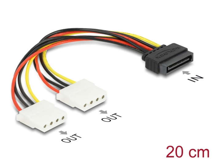 Delock Kabel Power SATA 15 Pin zu 2 x 4 Pin Molex Buchse 20 cm #1 