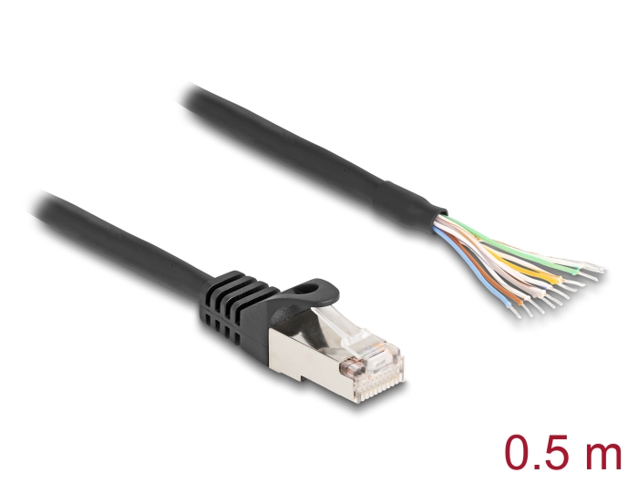 Delock Kabel RJ50 Stecker zu offenen Kabelenden S/FTP 0,5 m schwarz #1 