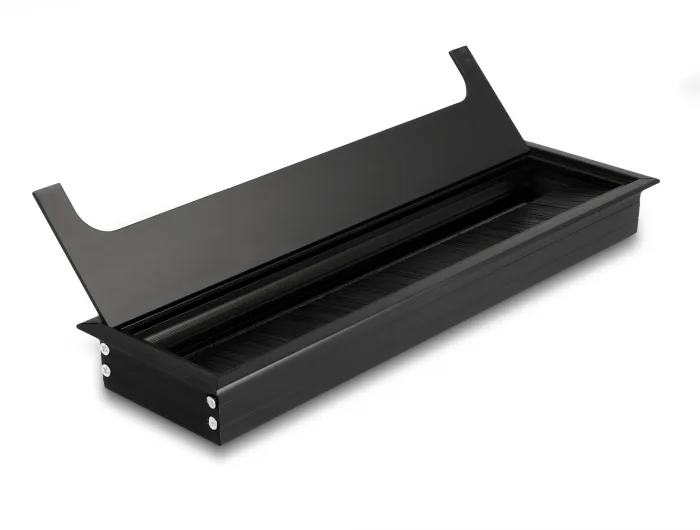 Delock Kabeldurchführung für Tischeinbau mit Bürste 280 x 80 x 28 mm schwarz #2 