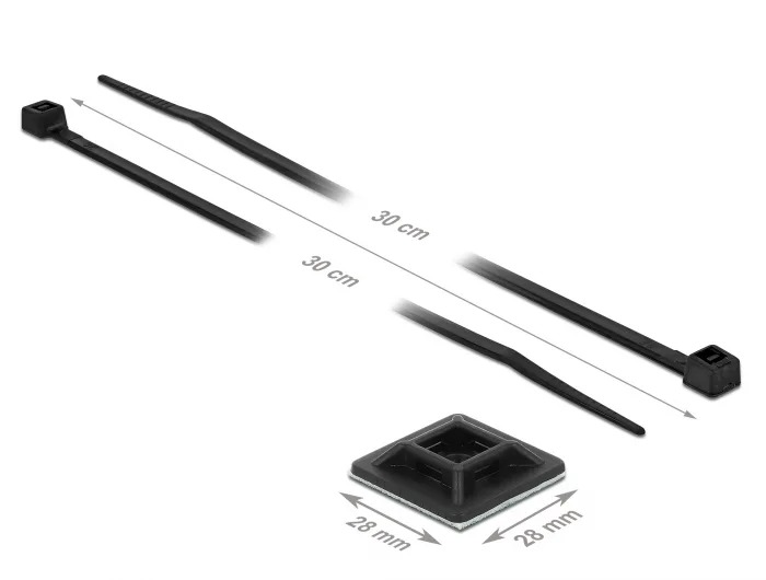 Delock Befestigungssockel 28 x 28 mm mit Kabelbinder L 300 x B 3,4 mm schwarz #3 