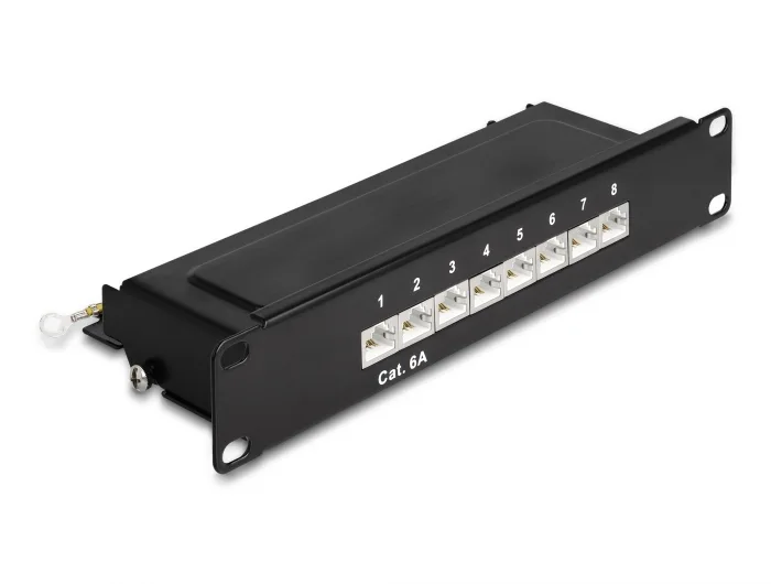Delock 10″ Patchpanel 8 Port Cat.6A 1 HE schwarz #1 