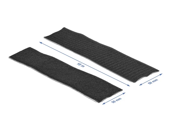 Delock Klettband selbstklebend mit Haft- und Flauschband L 10 m x B 50 mm schwarz #2 