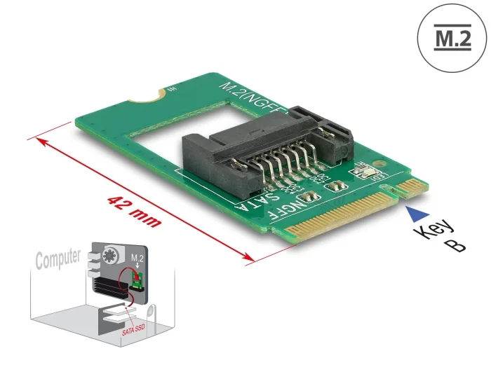 Delock Adapter M.2 Key B Stecker > SATA 7 Pin - Formfaktor 2242 #1 