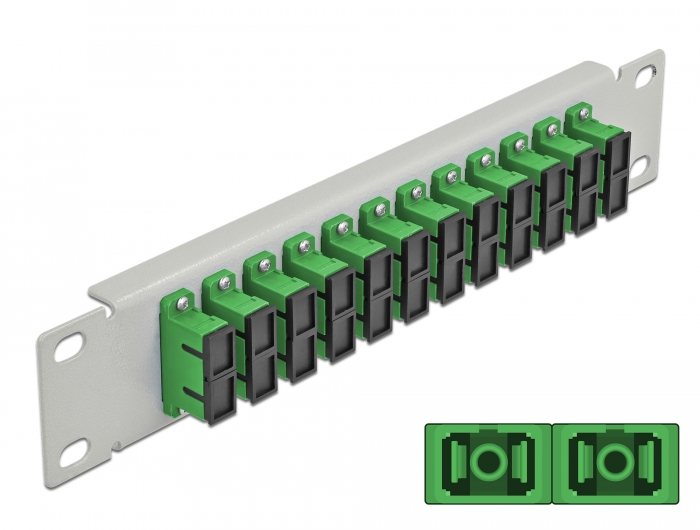Delock 10″ LWL Patchpanel 12 Port SC Duplex grün 1 HE grau #1 