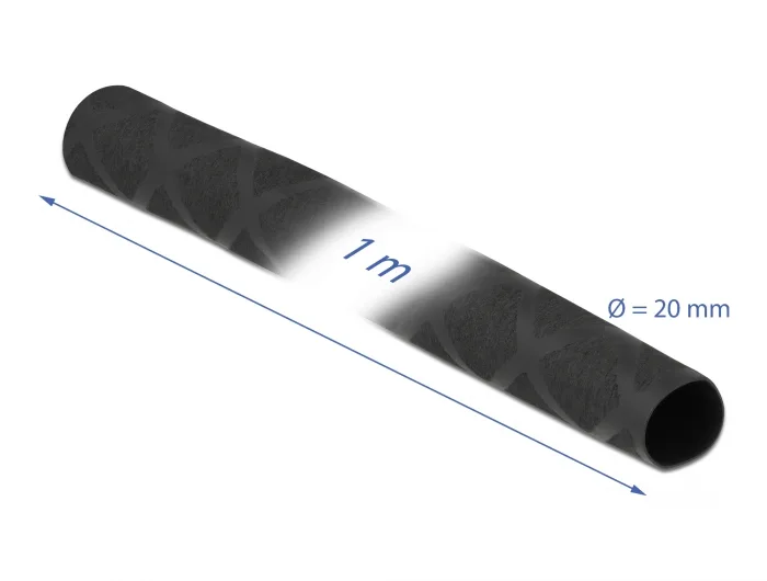 Delock Schrumpfschlauch X-Muster rutschfest 1 m x 20 mm schwarz #2 