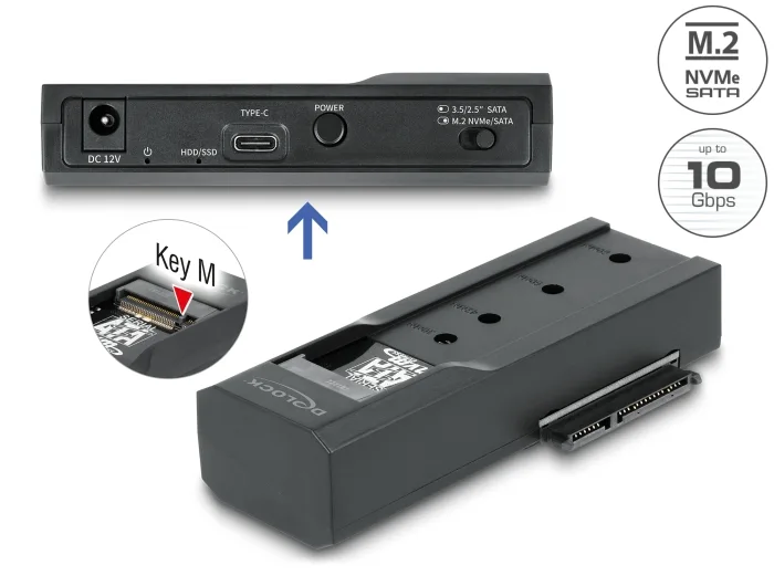 Delock USB Type-C™ Konverter für 1 x M.2 SSD oder 1 x SATA SSD / HDD #1 