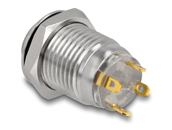 Delock Drucktaster zum Einbau 12 mm 4 x Lötanschluss LED blau #2 
