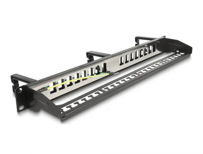 Delock 19″ Keystone Patchpanel 16 Port mit 3 Bügeln und Entlastungsschiene 1 HE schwarz #2 