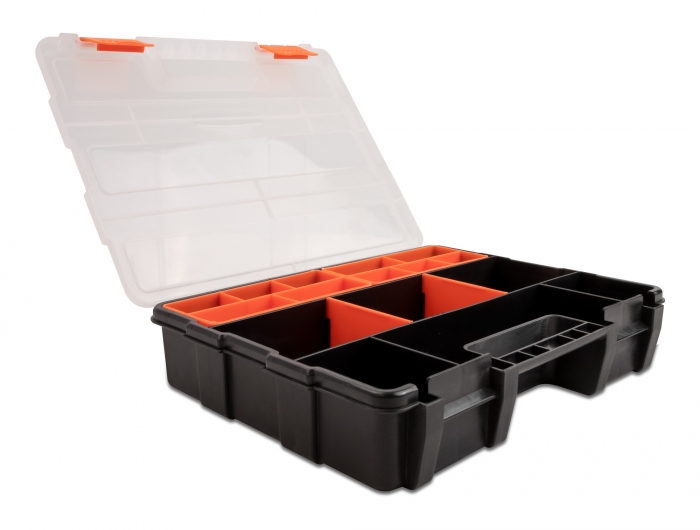 Delock Sortimentsbox mit 21 Fächern 290 x 220 x 60 mm orange / schwarz #1 