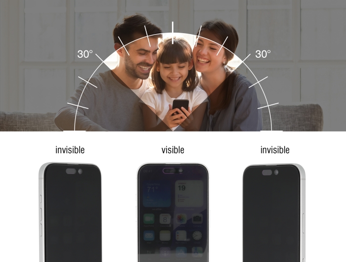 Delock Schutzfolie für iPhone 16 mit Sichtschutz aus gehärtetem Glas Anti Spy 4 Wege Blickschutz mit Installationshilfe #3 