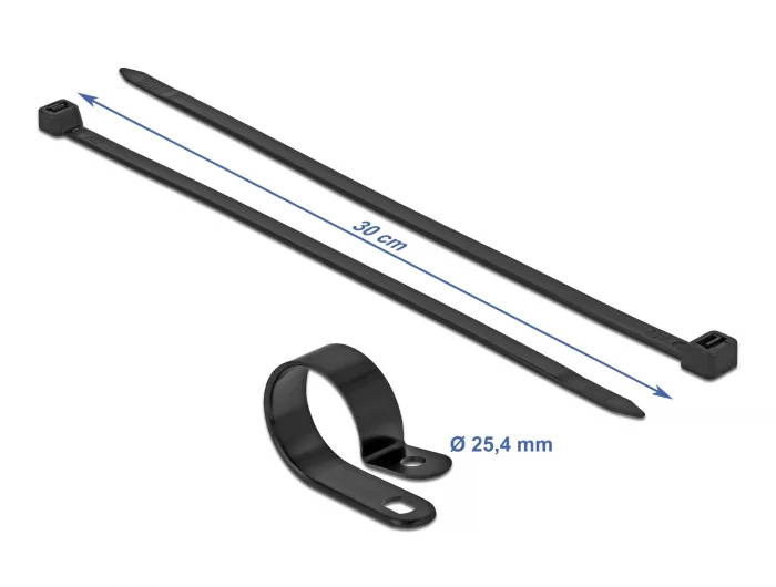 Delock Befestigungsschelle 25,4 mm mit Kabelbinder L 300 x B 7,2 schwarz #2 