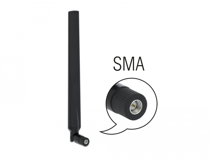 Delock LTE Antenne SMA Stecker 1,9 - 2,3 dBi omnidirektional mit Kippgelenk schwarz #1 