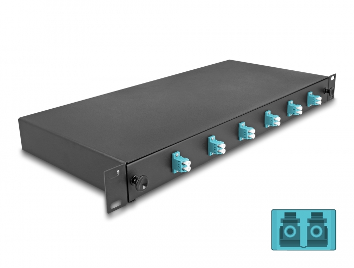 Delock 19″ LWL Spleißbox 6 x LC Duplex OM3 1HE komplett bestückt #1 