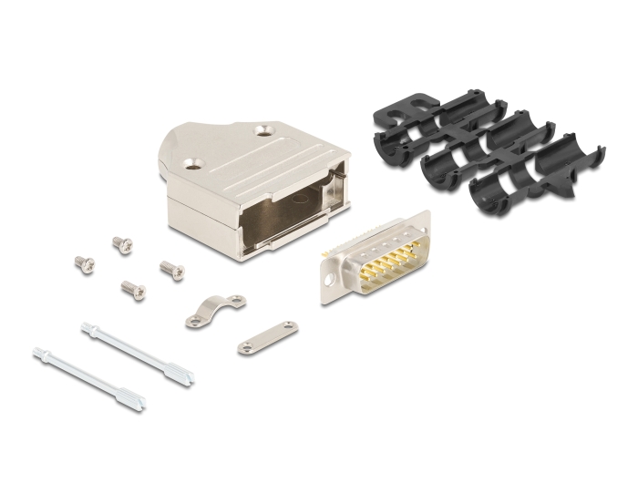 Delock Sub-D Steckergehäuse 15 Pin aus Metall inklusive Steckerverbinder Stecker und Montagematerial #1 