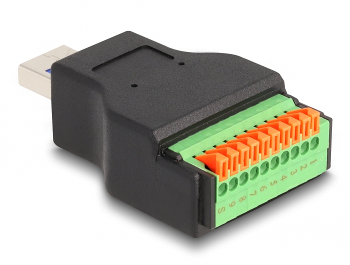Delock USB 3.2 Gen 1 Typ-A Stecker zu Terminalblock Adapter mit Drucktaster #2 