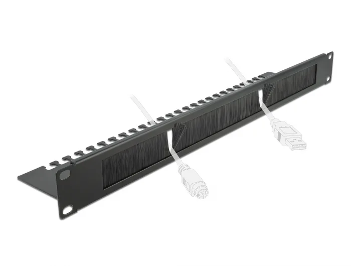 Delock 19″ Kabelmanagement Bürstenleiste mit Kabelabfangplatte 1 HE schwarz #2 