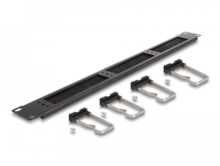 Delock 19″ Kabelmanagement Bürstenleiste mit 4 Metallbügel 1 HE schwarz #3 