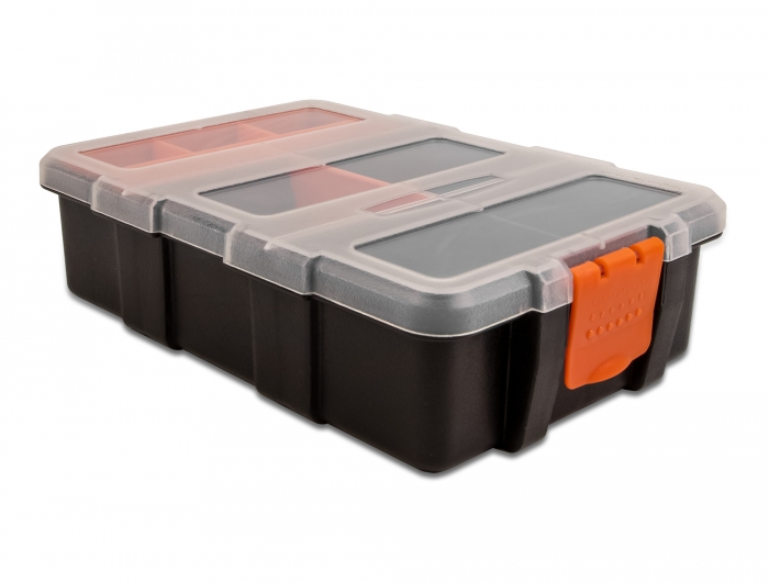 Delock Sortimentsbox mit 11 Fächern 220 x 155 x 60 mm orange / schwarz #2 