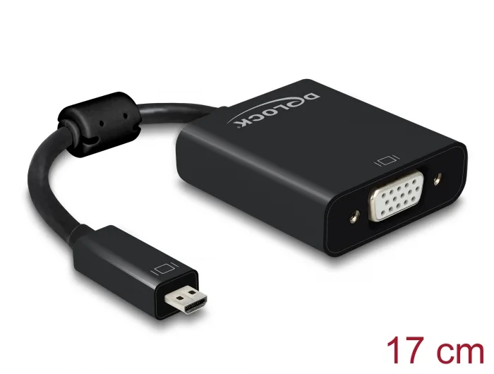 Delock Adapter HDMI Micro-D Stecker > VGA Buchse mit Audio schwarz #1 