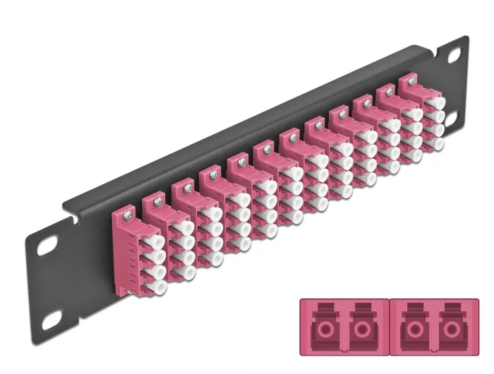 Delock 10″ LWL Patchpanel 12 Port LC Quad violett 1 HE schwarz #1 