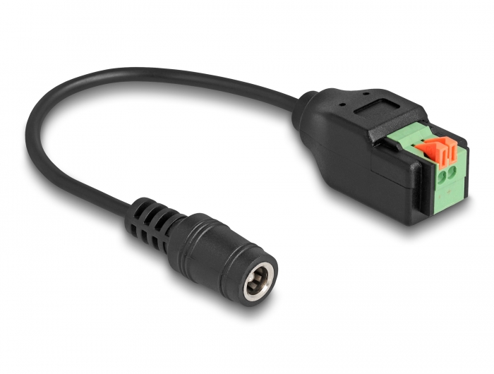 Delock DC 5,5 x 2,1 mm Buchse zu 2 Pin Terminalblock Adapter mit Drucktaster 15 cm #2 