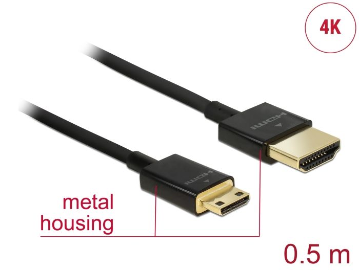 Delock Kabel High Speed HDMI mit Ethernet - HDMI-A Stecker > HDMI Mini ...